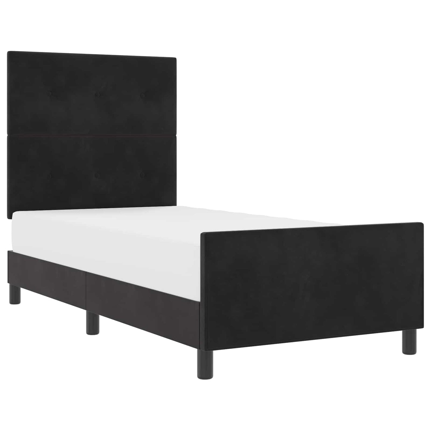 Boxrugós ágy fejtámlával Fekete 80 x 200 cm Bársony