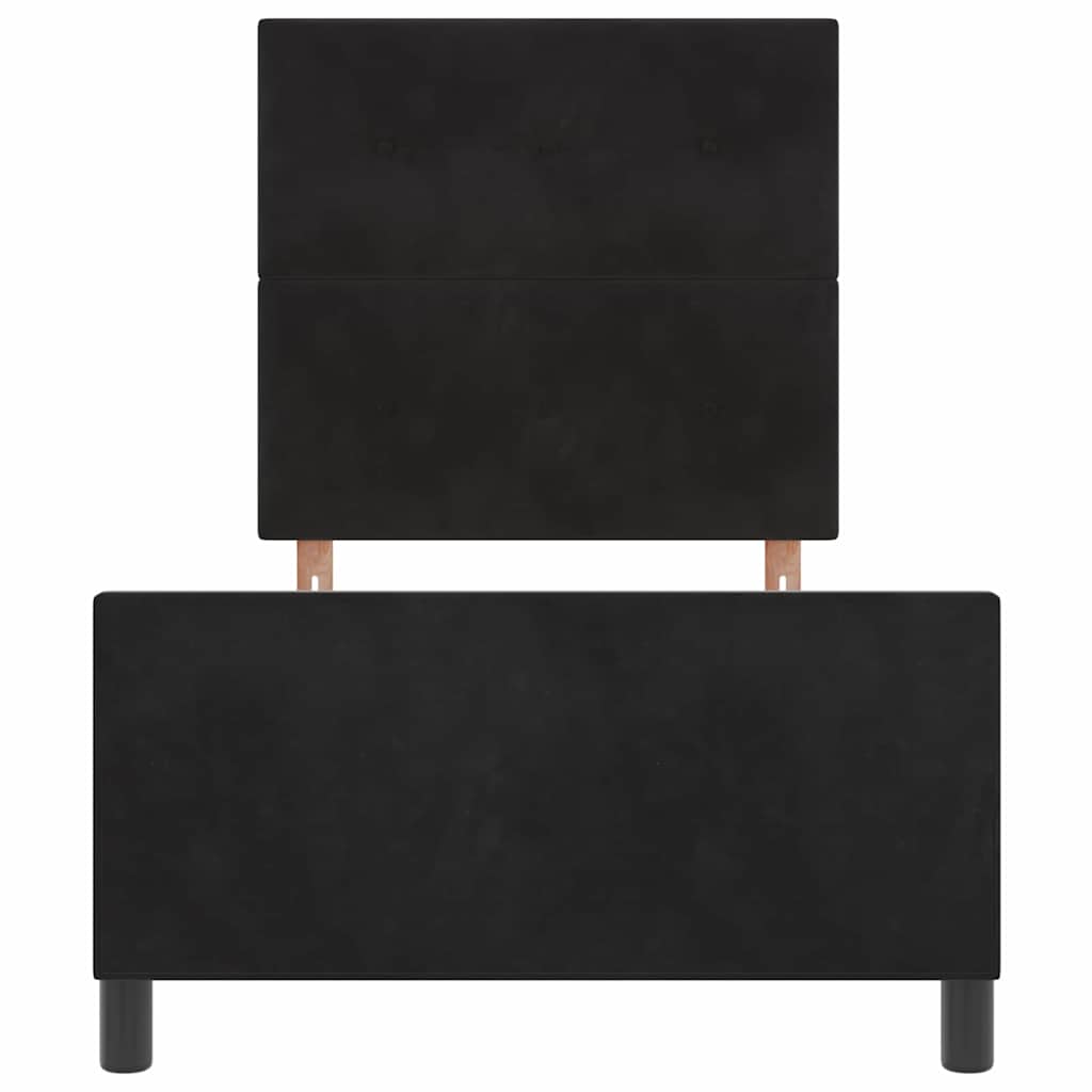 Boxrugós ágy fejtámlával Fekete 80 x 200 cm Bársony