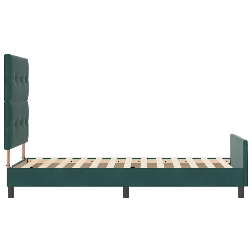 Boxrugós ágy fejtámlával Sötétzöld 80 x 200 cm Bársony