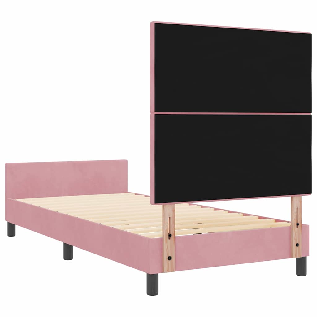 Boxrugós ágy fejtámlával Rózsaszín 100 x 200 cm Bársony