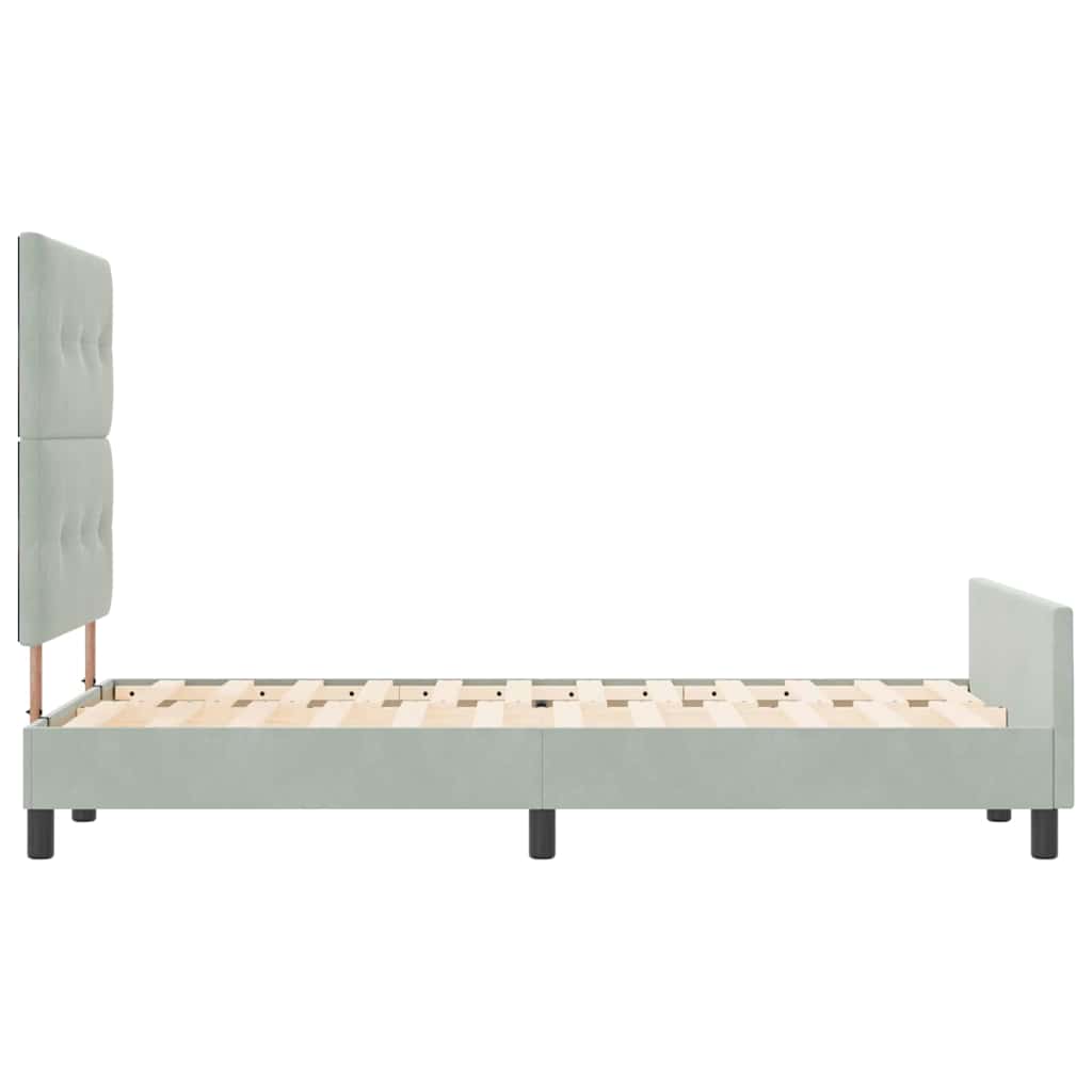 Boxrugós ágy fejtámlával Világosszürke 120 x 190 cm Bársony