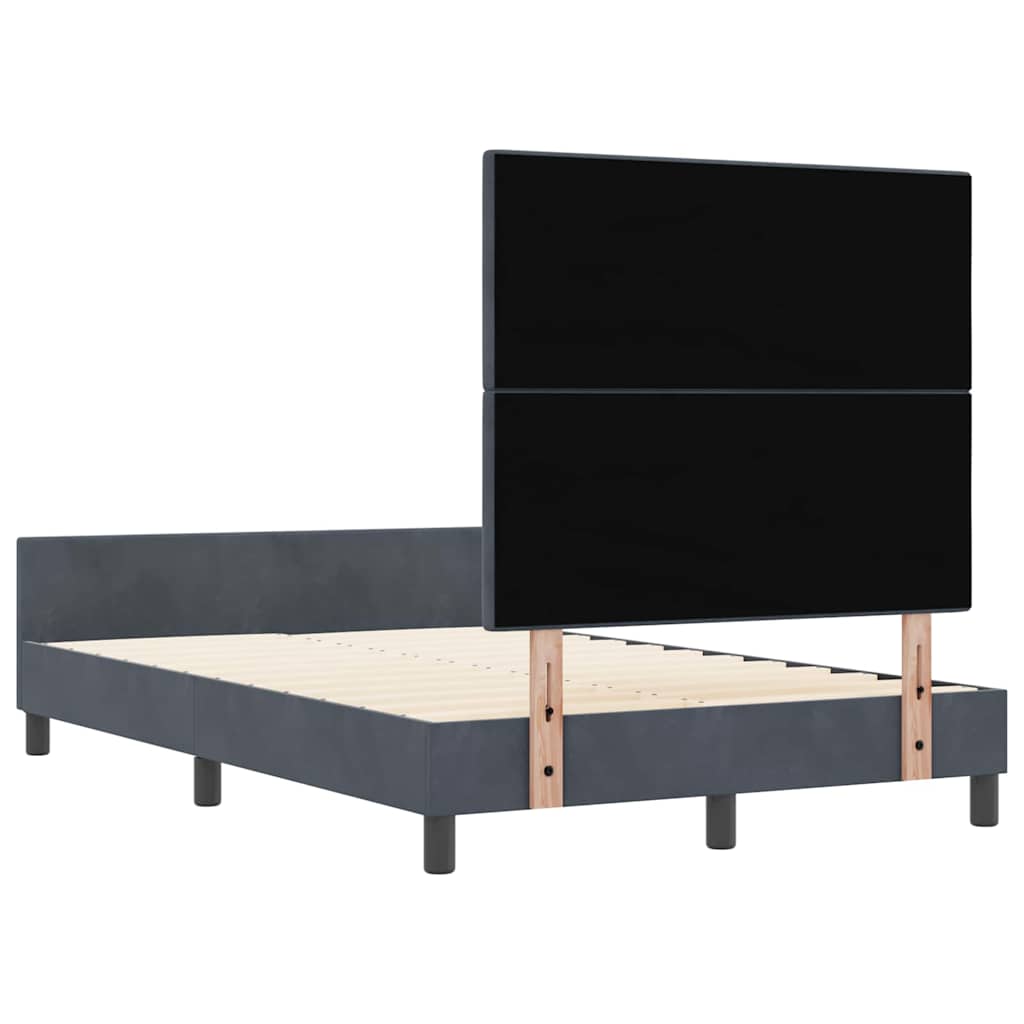 Boxrugós ágy fejtámlával Sötétszürke 120 x 190 cm Bársony