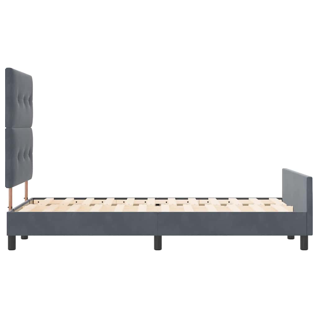 Boxrugós ágy fejtámlával Sötétszürke 120 x 200 cm Bársony