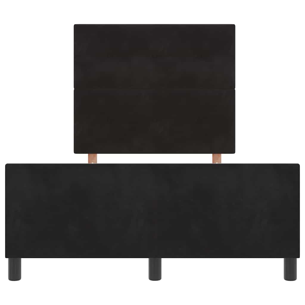 Boxrugós ágy fejtámlával Fekete 120 x 200 cm Bársony