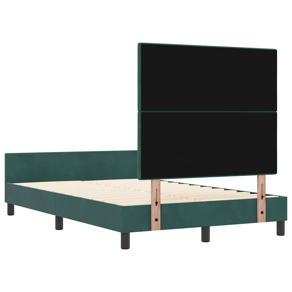 Boxrugós ágy fejtámlával Sötétzöld 120 x 200 cm Bársony