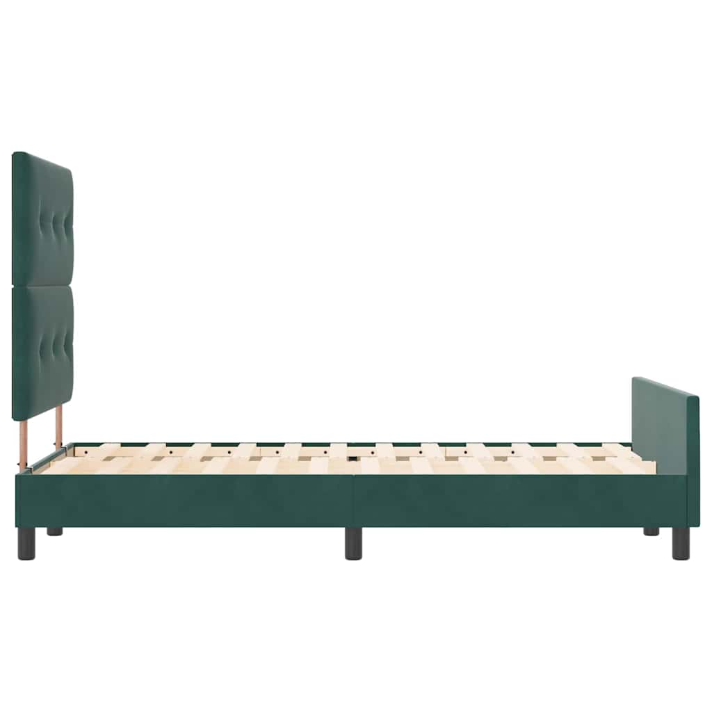 Boxrugós ágy fejtámlával Sötétzöld 120 x 200 cm Bársony