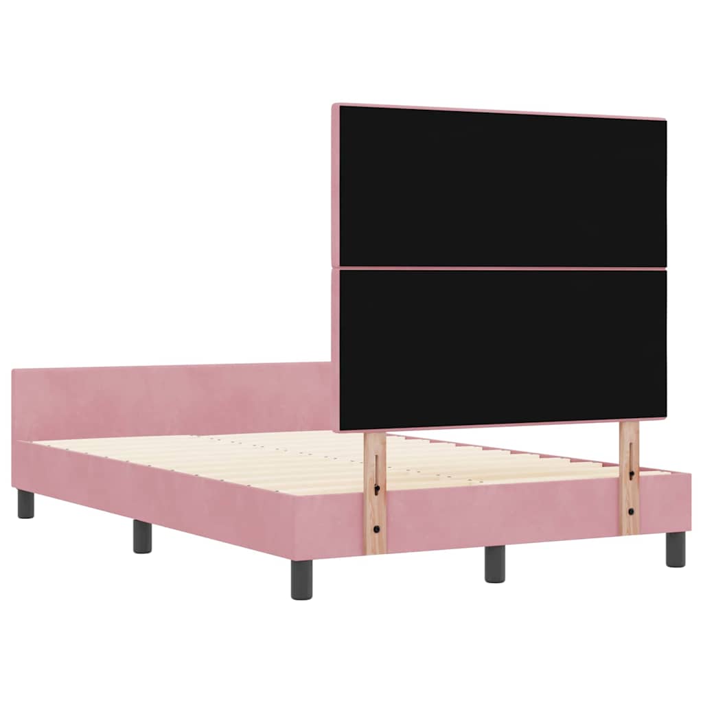 Boxrugós ágy fejtámlával Rózsaszín 120 x 200 cm Bársony