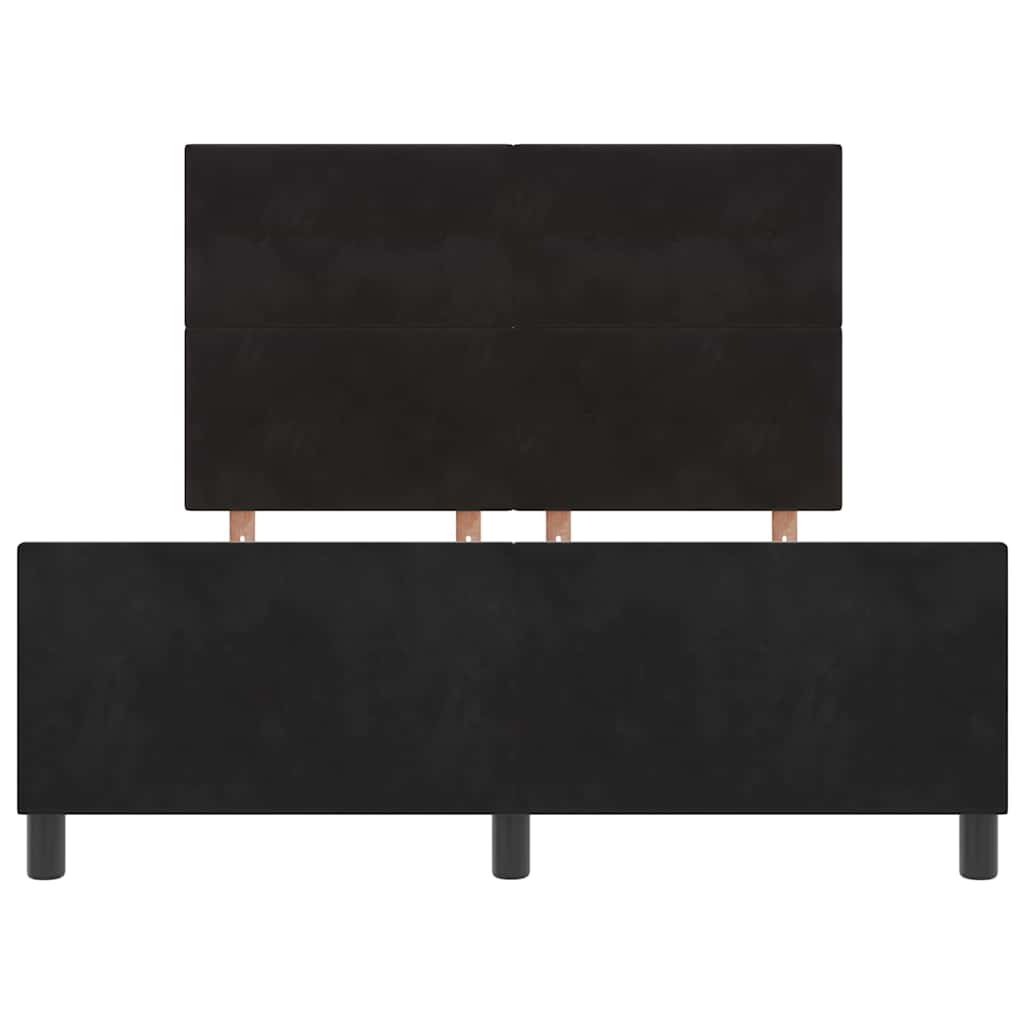 Boxrugós ágy fejtámlával Fekete 160 x 200 cm Bársony