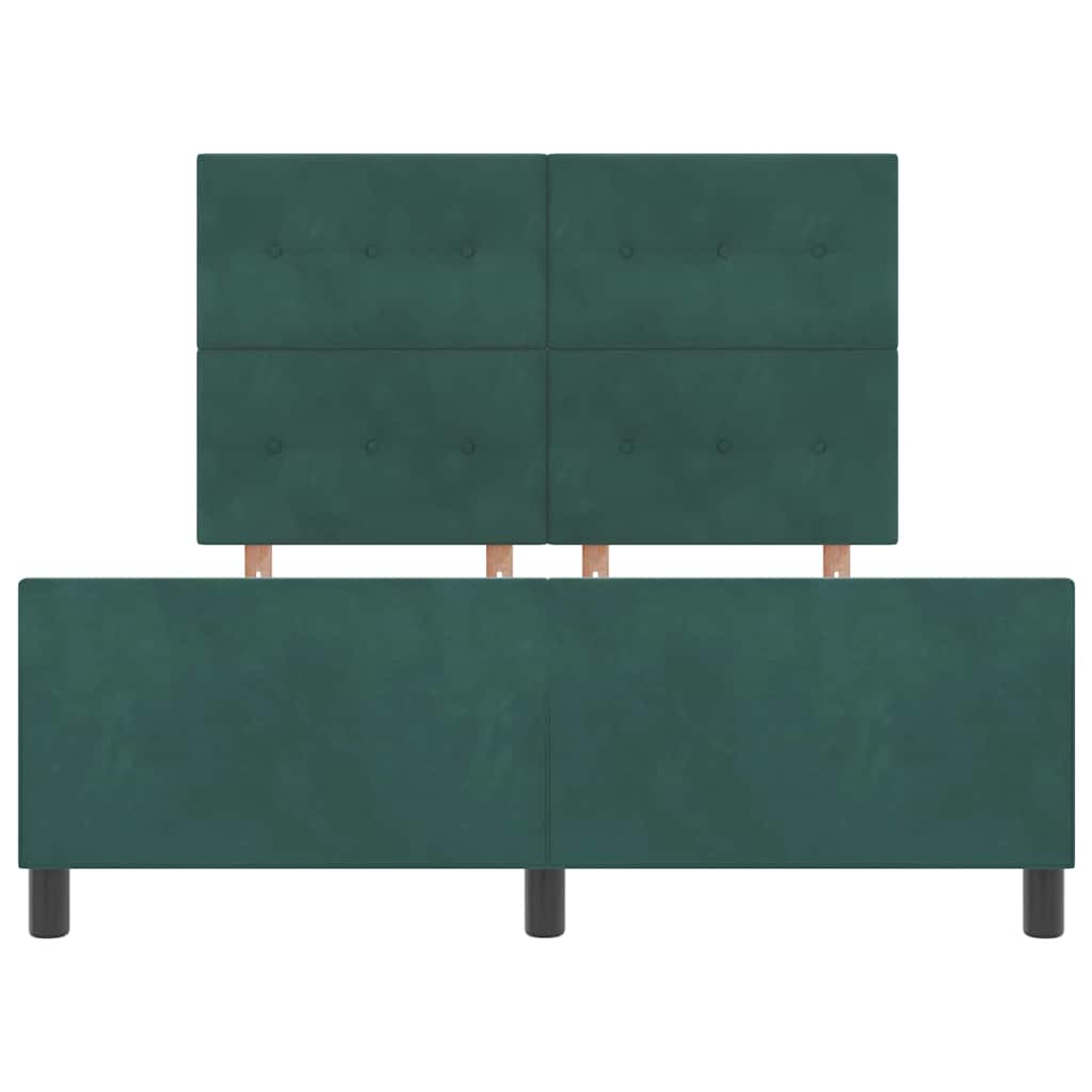 Boxrugós ágy fejtámlával Sötétzöld 160 x 200 cm Bársony