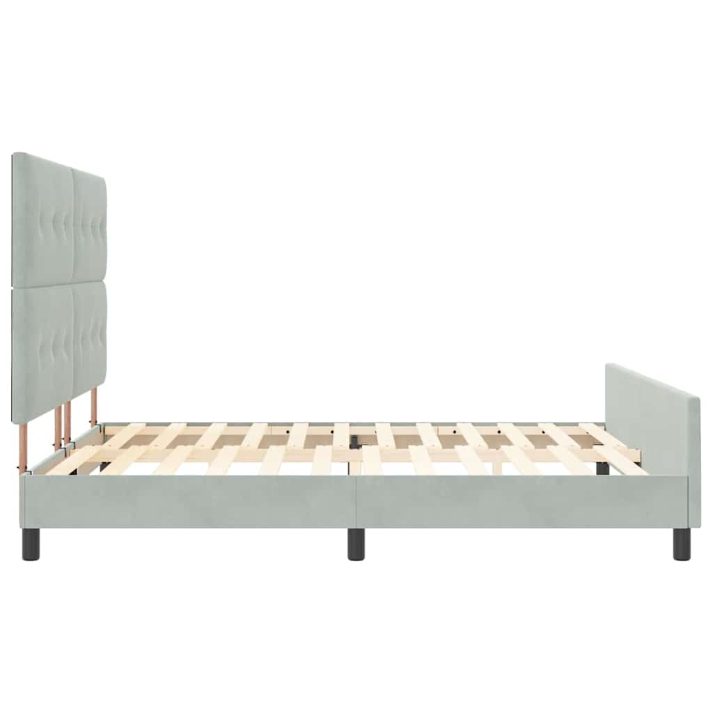 Boxrugós ágy fejtámlával Világosszürke 180 x 200 cm Bársony