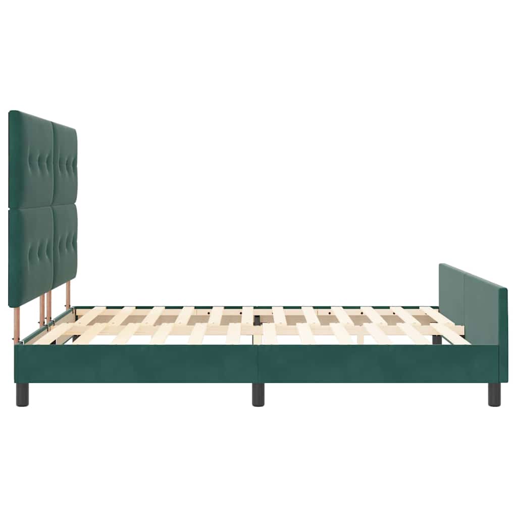 Boxrugós ágy fejtámlával Sötétzöld 180 x 200 cm Bársony