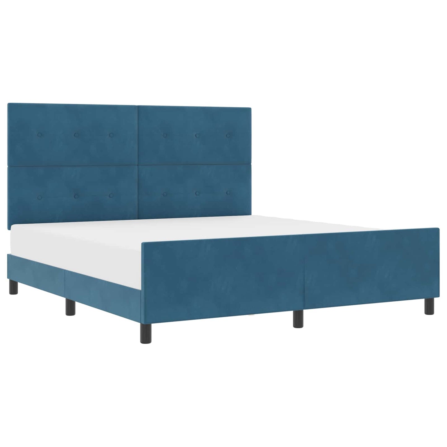 Boxrugós ágy fejtámlával Sötét kék 180 x 200 cm Bársony