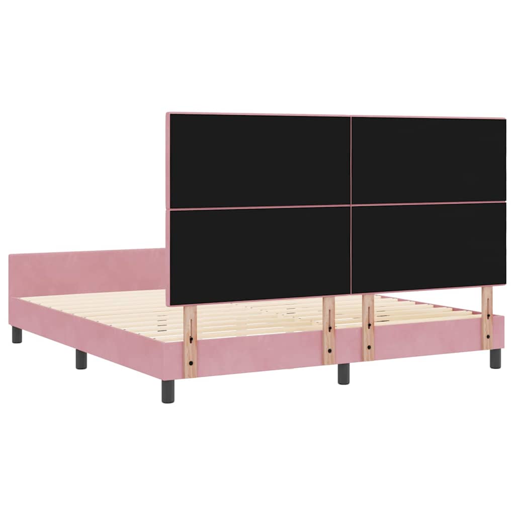 Boxrugós ágy fejtámlával Rózsaszín 180 x 200 cm Bársony