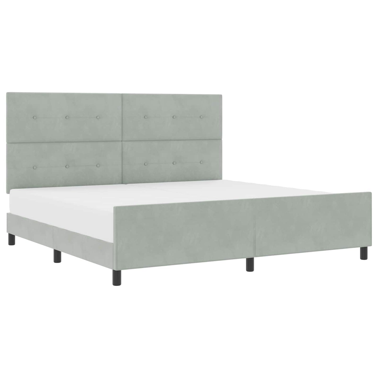 Boxrugós ágy fejtámlával Világosszürke 200 x 200 cm Bársony