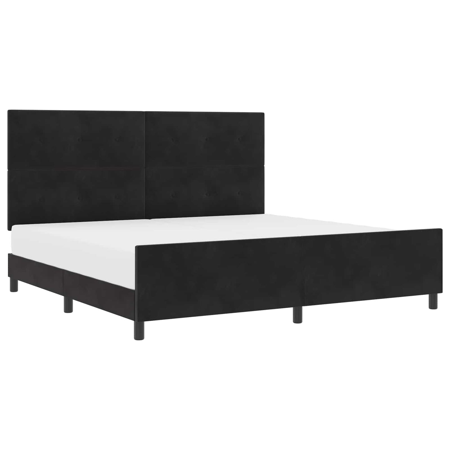 Boxrugós ágy fejtámlával Fekete 200 x 200 cm Bársony
