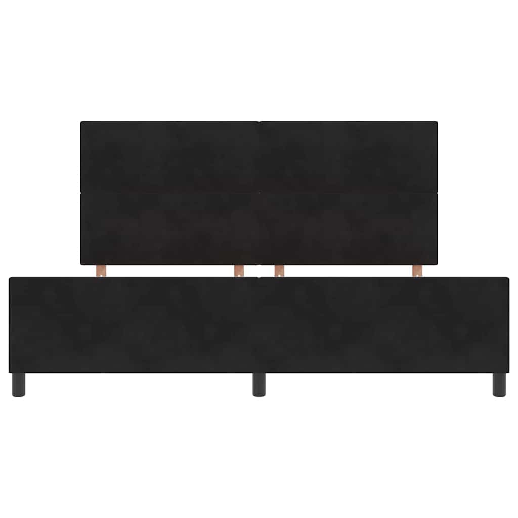 Boxrugós ágy fejtámlával Fekete 200 x 200 cm Bársony