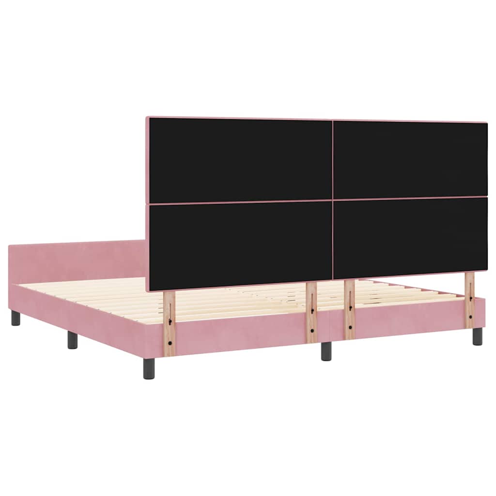 Boxrugós ágy fejtámlával Rózsaszín 200 x 200 cm Bársony