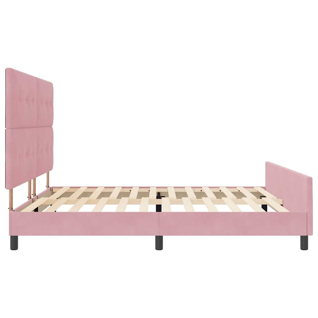 Boxrugós ágy fejtámlával Rózsaszín 200 x 200 cm Bársony