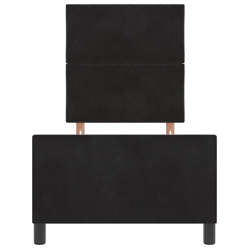 Boxrugós ágy fejtámlával Fekete 80 x 200 cm Bársony