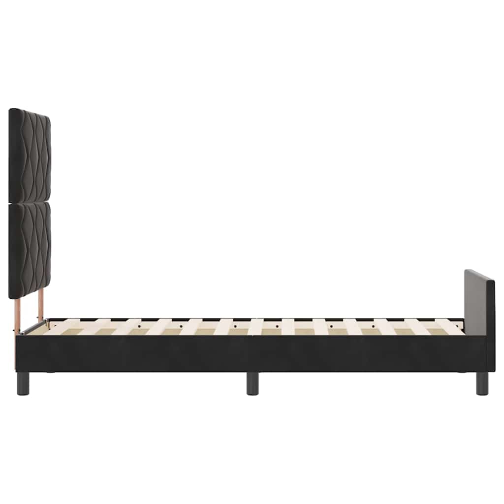 Boxrugós ágy fejtámlával Fekete 80 x 200 cm Bársony
