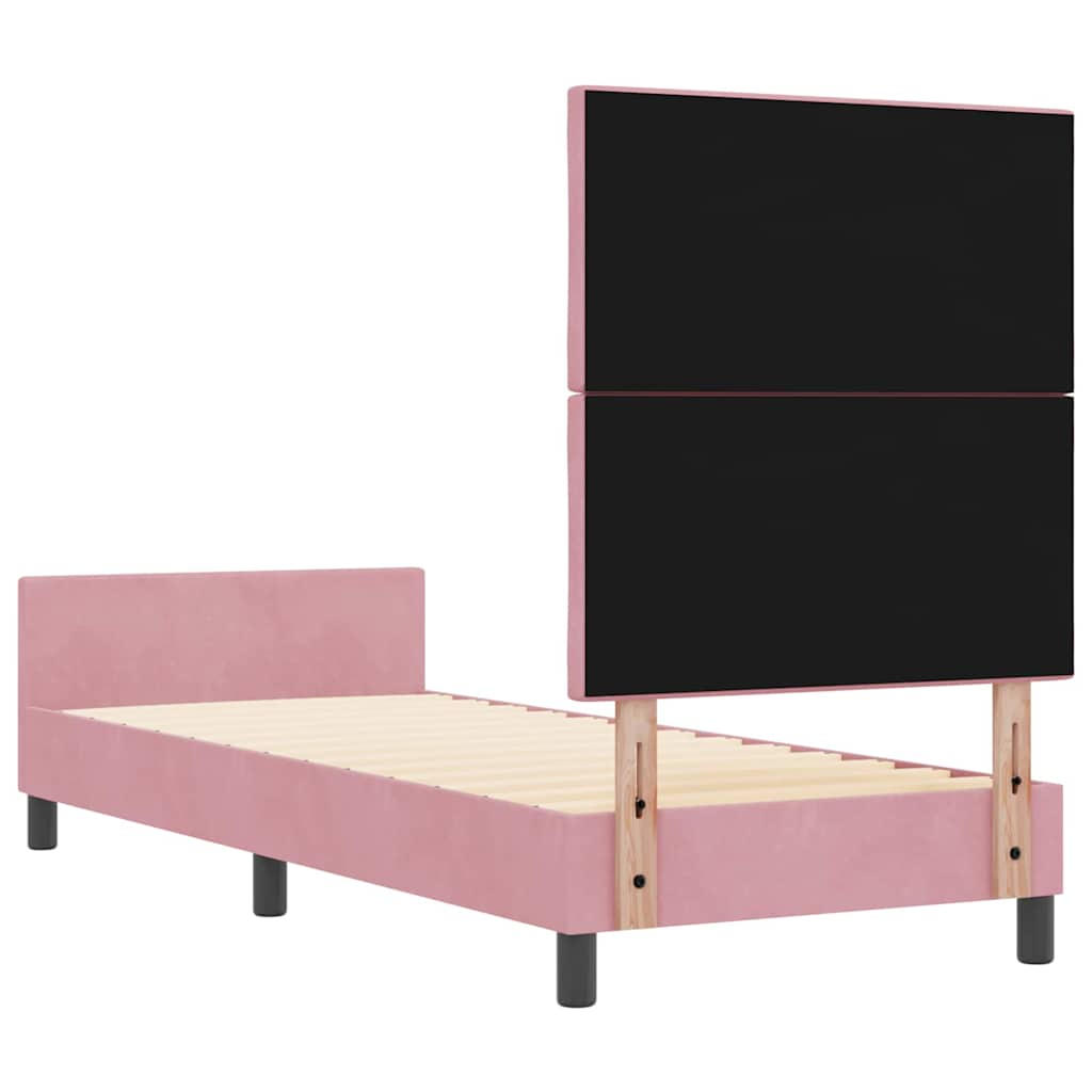 Boxrugós ágy fejtámlával Rózsaszín 80 x 200 cm Bársony