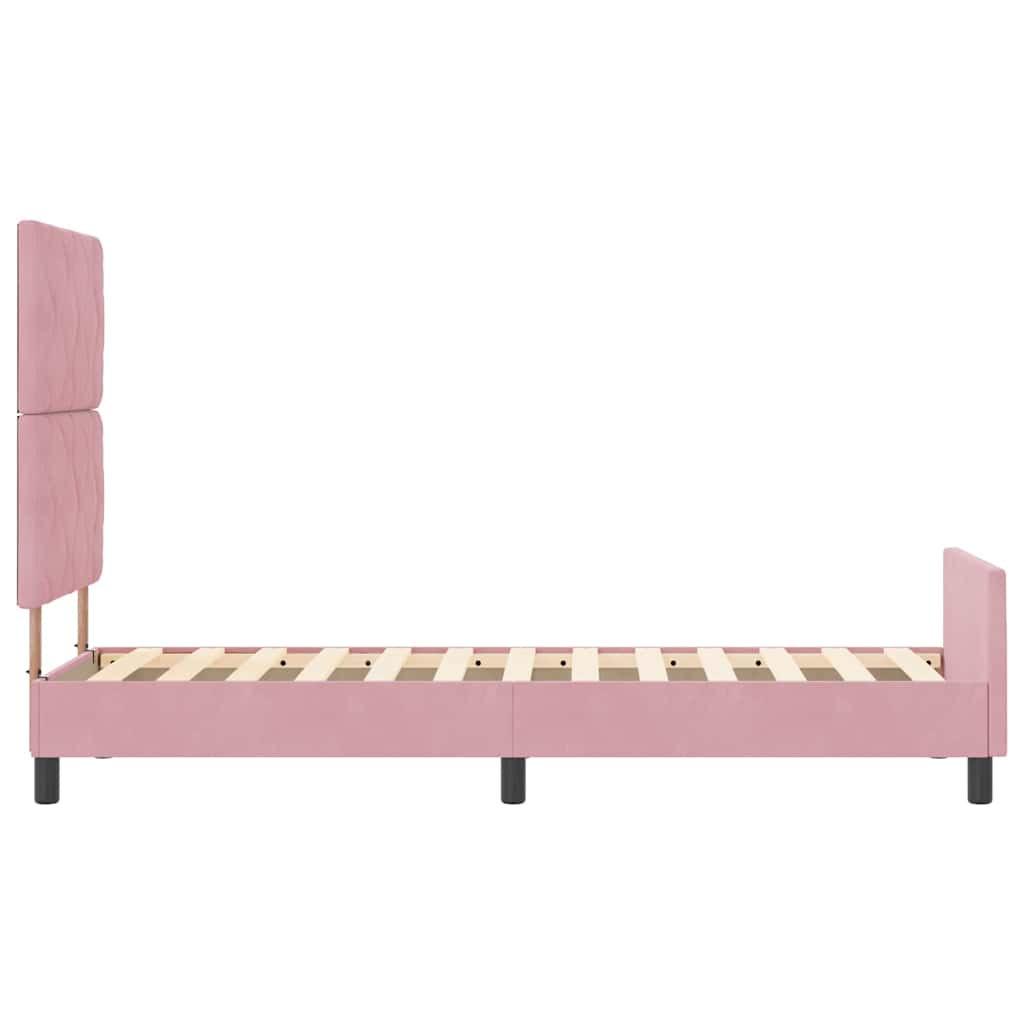 Boxrugós ágy fejtámlával Rózsaszín 80 x 200 cm Bársony