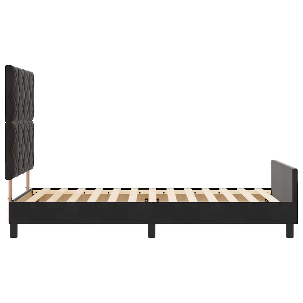 Boxrugós ágy fejtámlával Fekete 90 x 200 cm Bársony