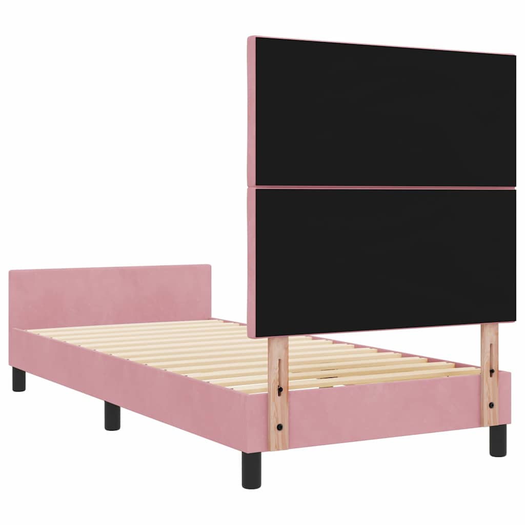 Boxrugós ágy fejtámlával Rózsaszín 100 x 200 cm Bársony