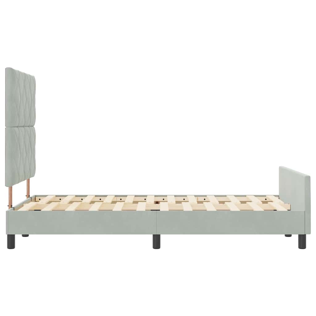 Boxrugós ágy fejtámlával Világosszürke 120 x 190 cm Bársony