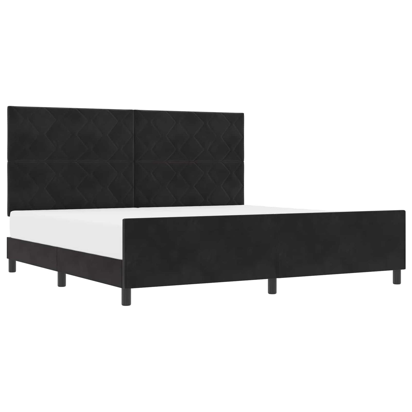 Boxrugós ágy fejtámlával Fekete 200 x 200 cm Bársony