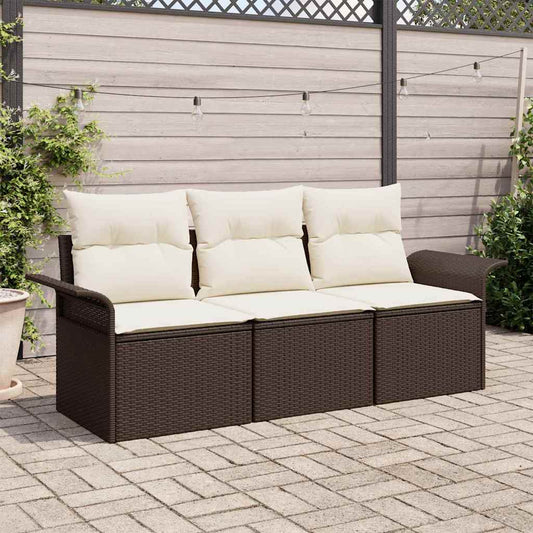 Kerti Kanapé Szett párnával tárolóval 3 pcs Barna Poli rattan