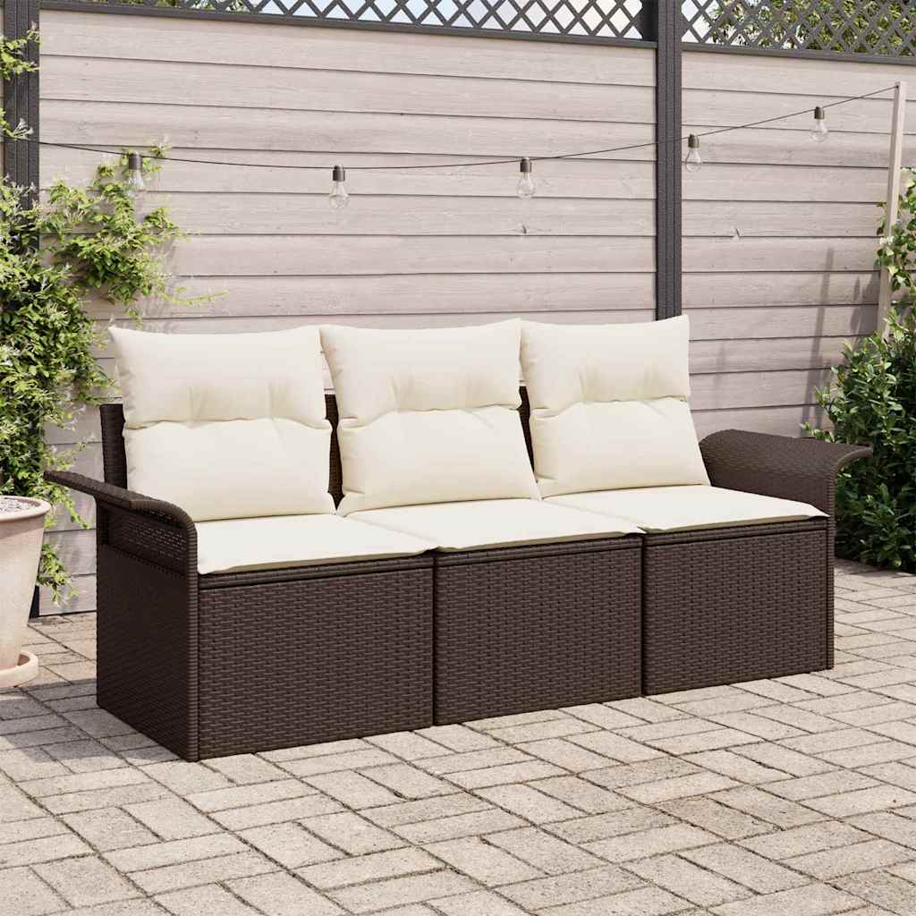 Kerti Kanapé Szett párnával tárolóval 3 pcs Barna Poli rattan