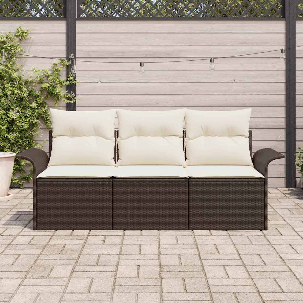 Kerti Kanapé Szett párnával tárolóval 3 pcs Barna Poli rattan