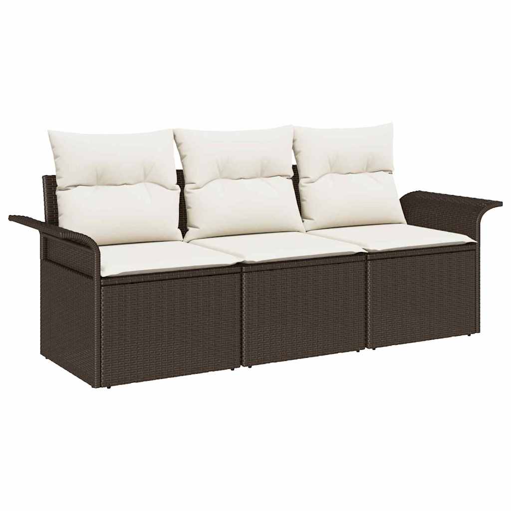 Kerti Kanapé Szett párnával tárolóval 3 pcs Barna Poli rattan