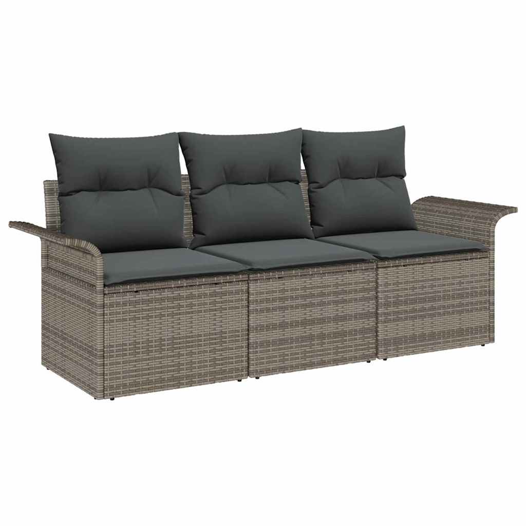 Kerti Kanapé Szett párnával tárolóval 3 pcs Szürke Poli rattan