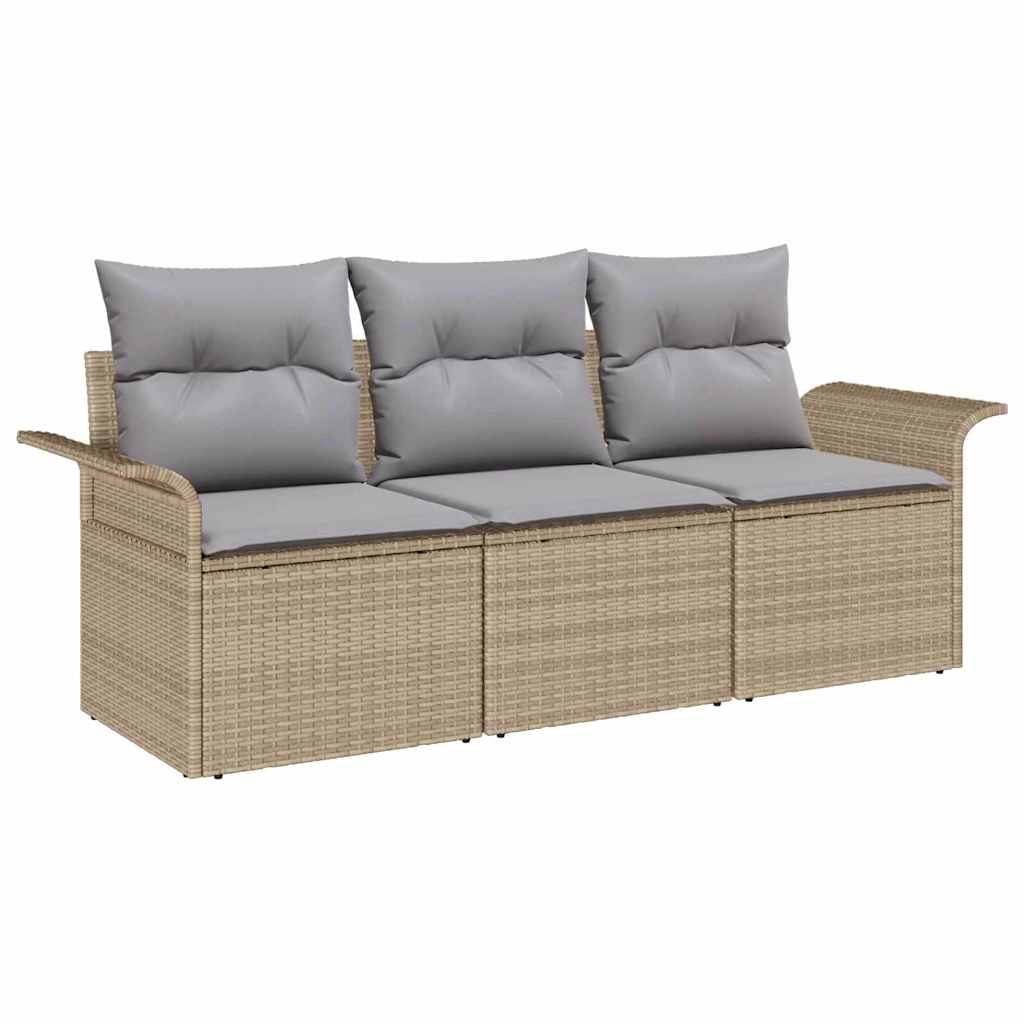 Kerti Kanapé Szett párnával tárolóval 3 pcs Bézs Poli rattan