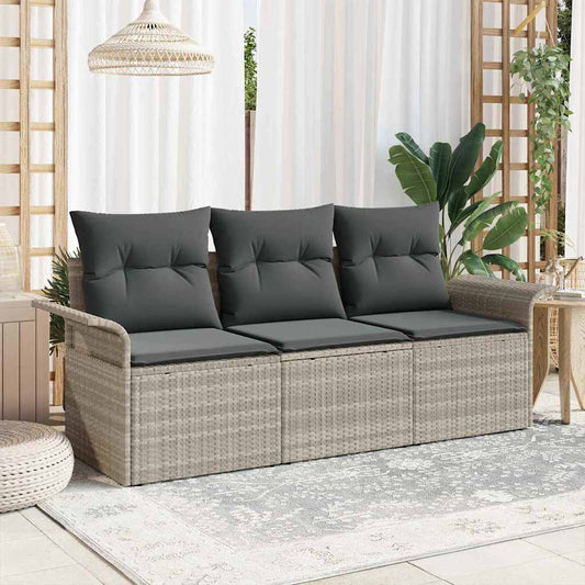 Kerti Kanapé Szett párnával 3 pcs Világosszürke Poli rattan