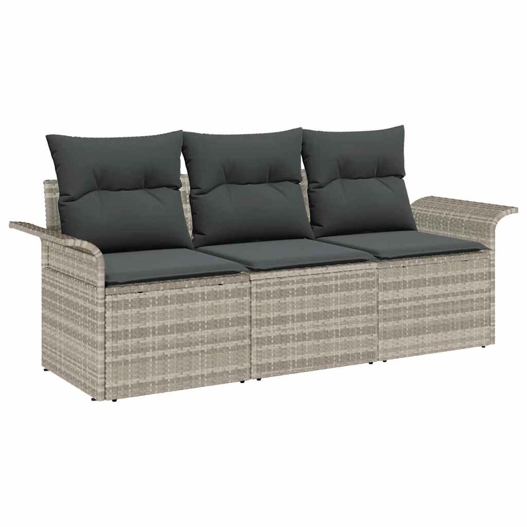 Kerti Kanapé Szett párnával 3 pcs Világosszürke Poli rattan