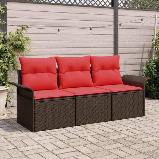 Kerti Kanapé Szett párnával tárolóval 3 pcs Barna Poli rattan
