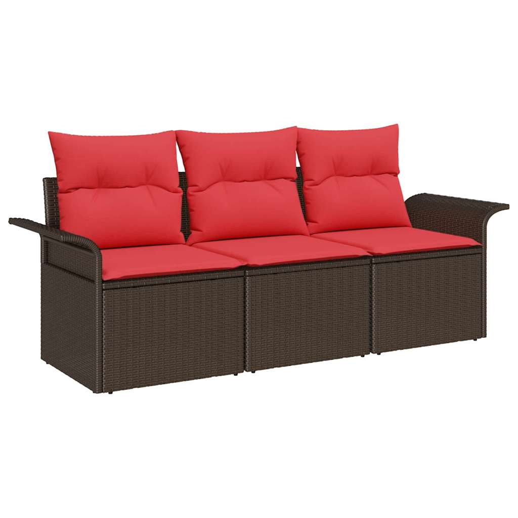 Kerti Kanapé Szett párnával tárolóval 3 pcs Barna Poli rattan
