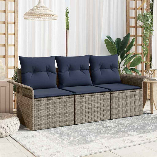 Kerti Kanapé Szett párnával tárolóval 3 pcs Szürke Poli rattan