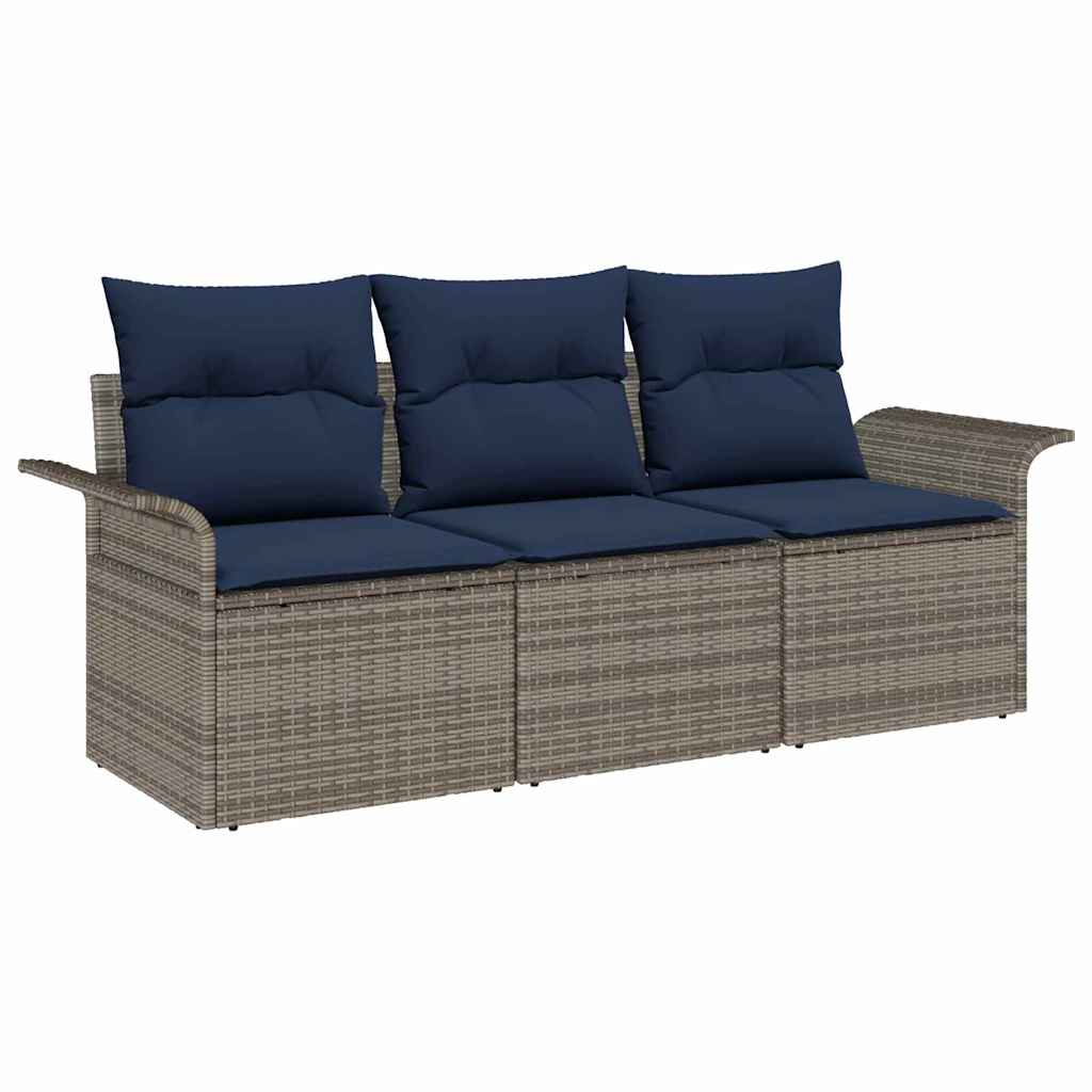 Kerti Kanapé Szett párnával tárolóval 3 pcs Szürke Poli rattan