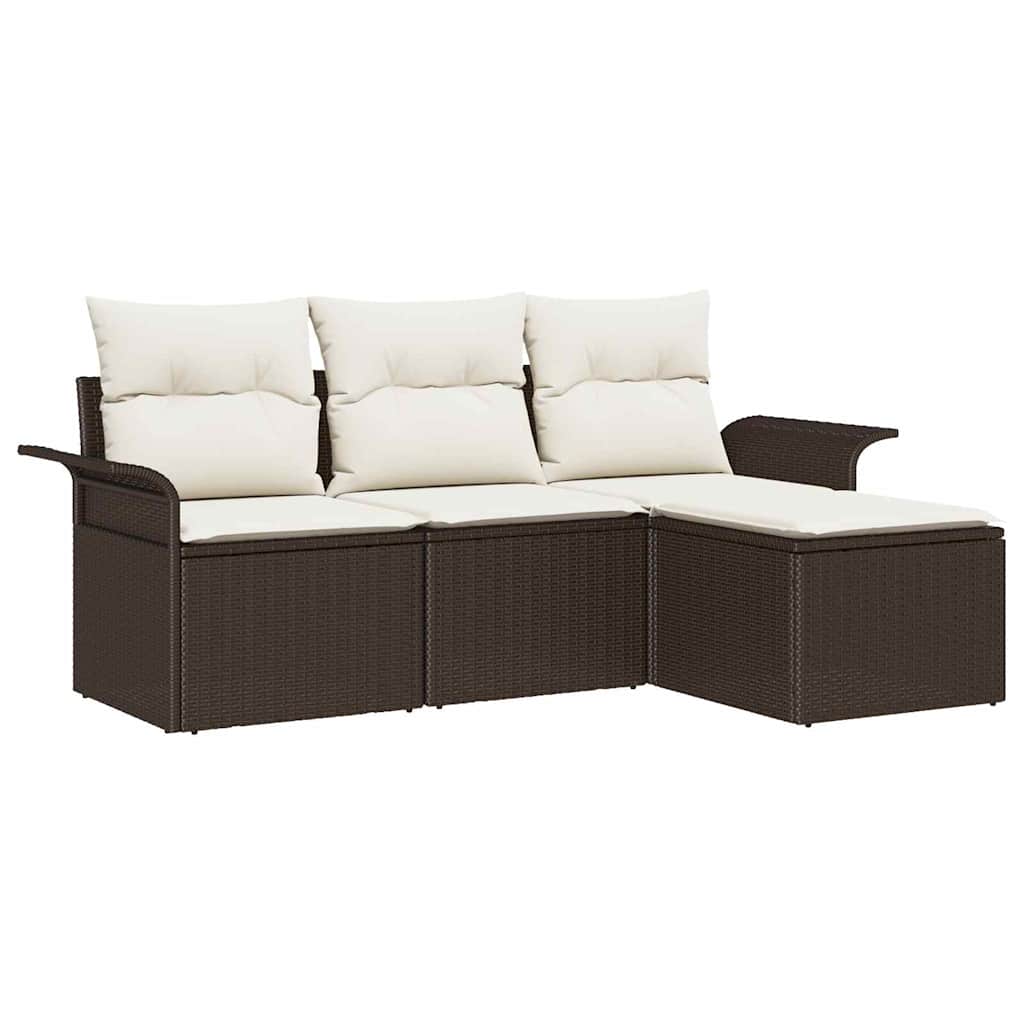 Kerti Kanapé Szett párnával tárolóval 4 pcs Barna Poli rattan