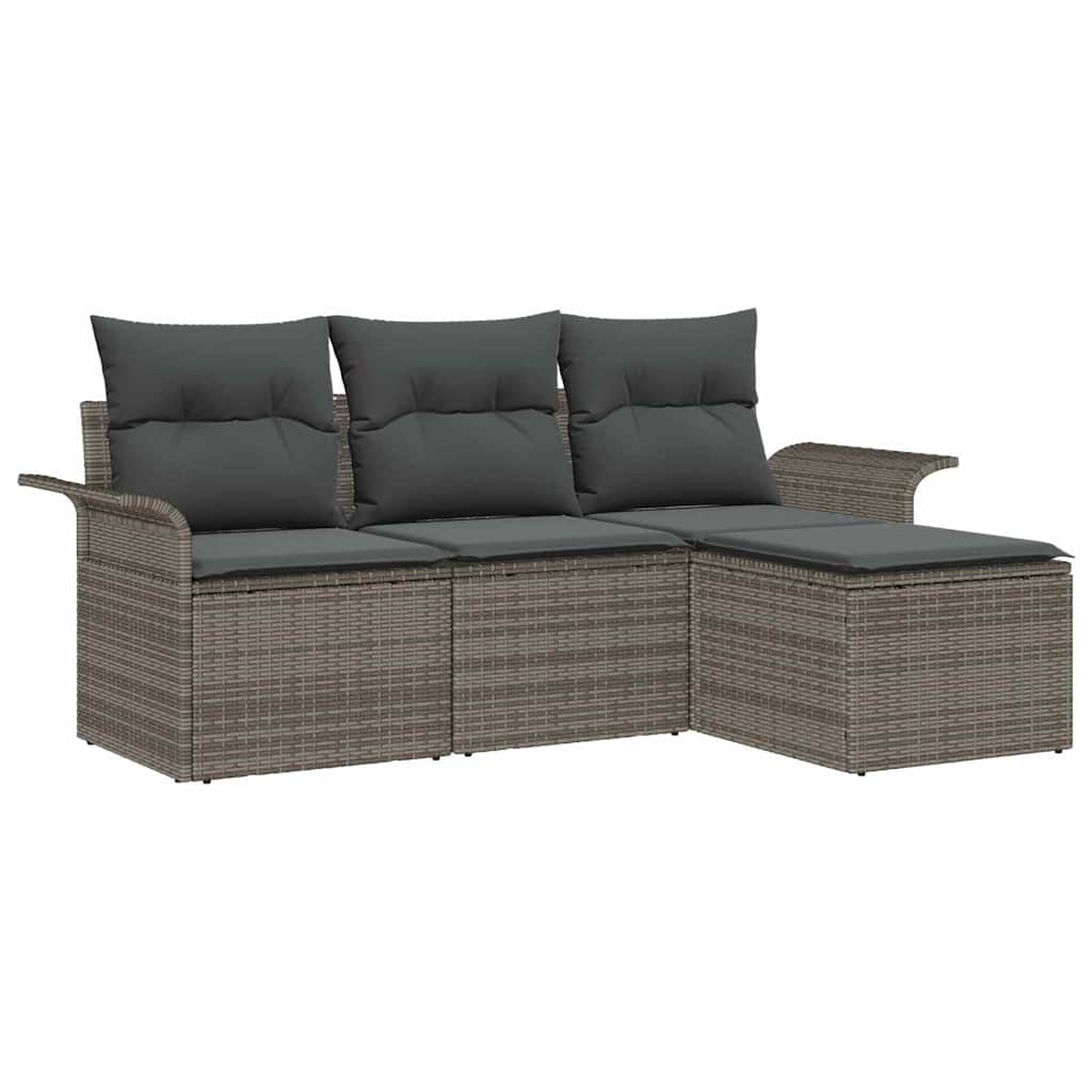 Kerti Kanapé Szett párnával tárolóval 4 pcs Szürke Poli rattan
