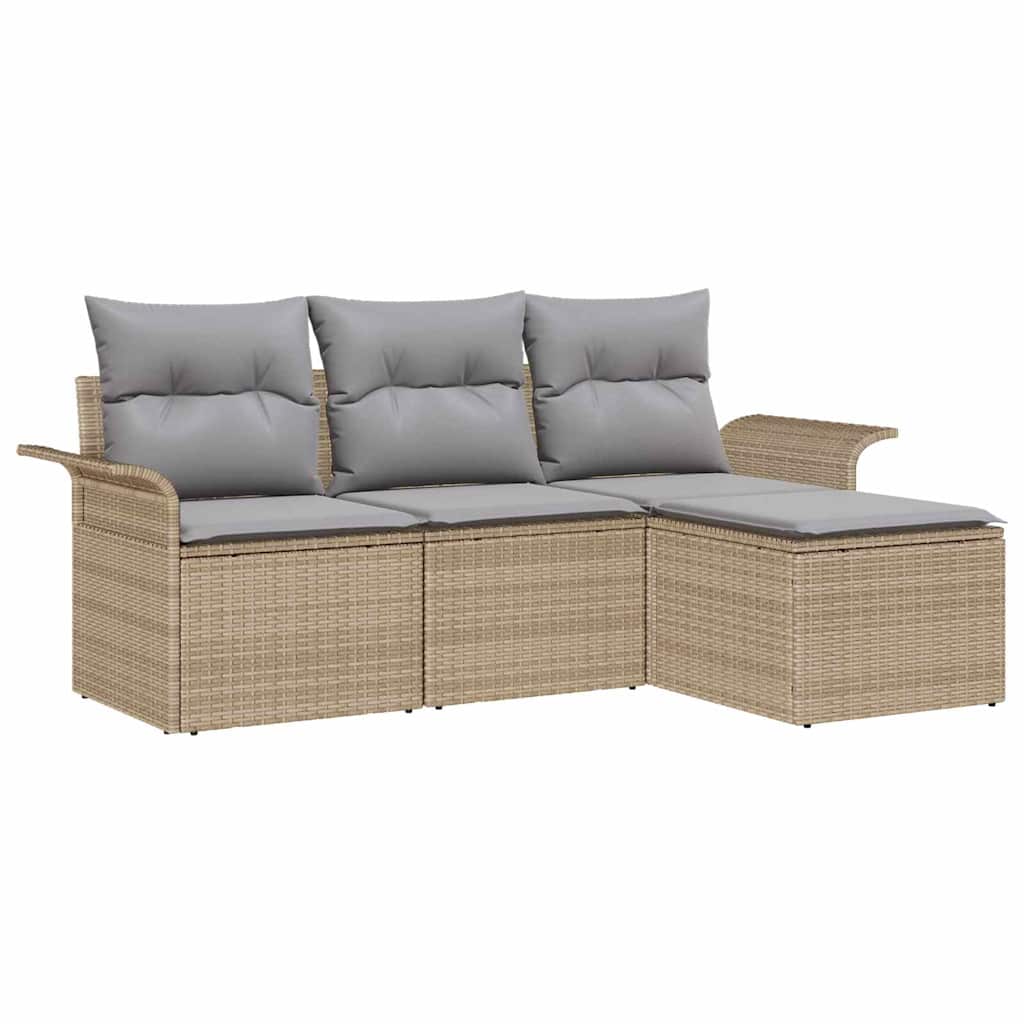 Kerti Kanapé Szett párnával tárolóval 4 pcs Bézs Poli rattan