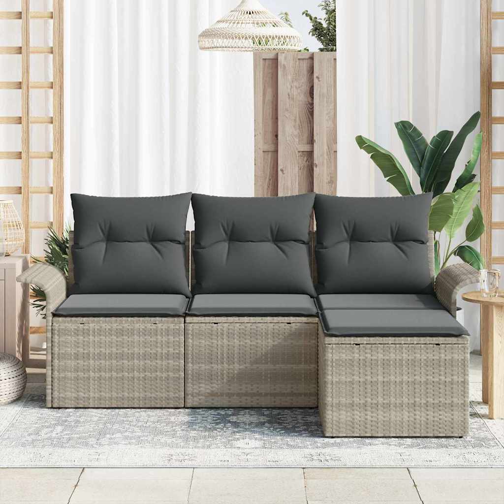 Kerti Kanapé Szett párnával 4 pcs Világosszürke Poli rattan