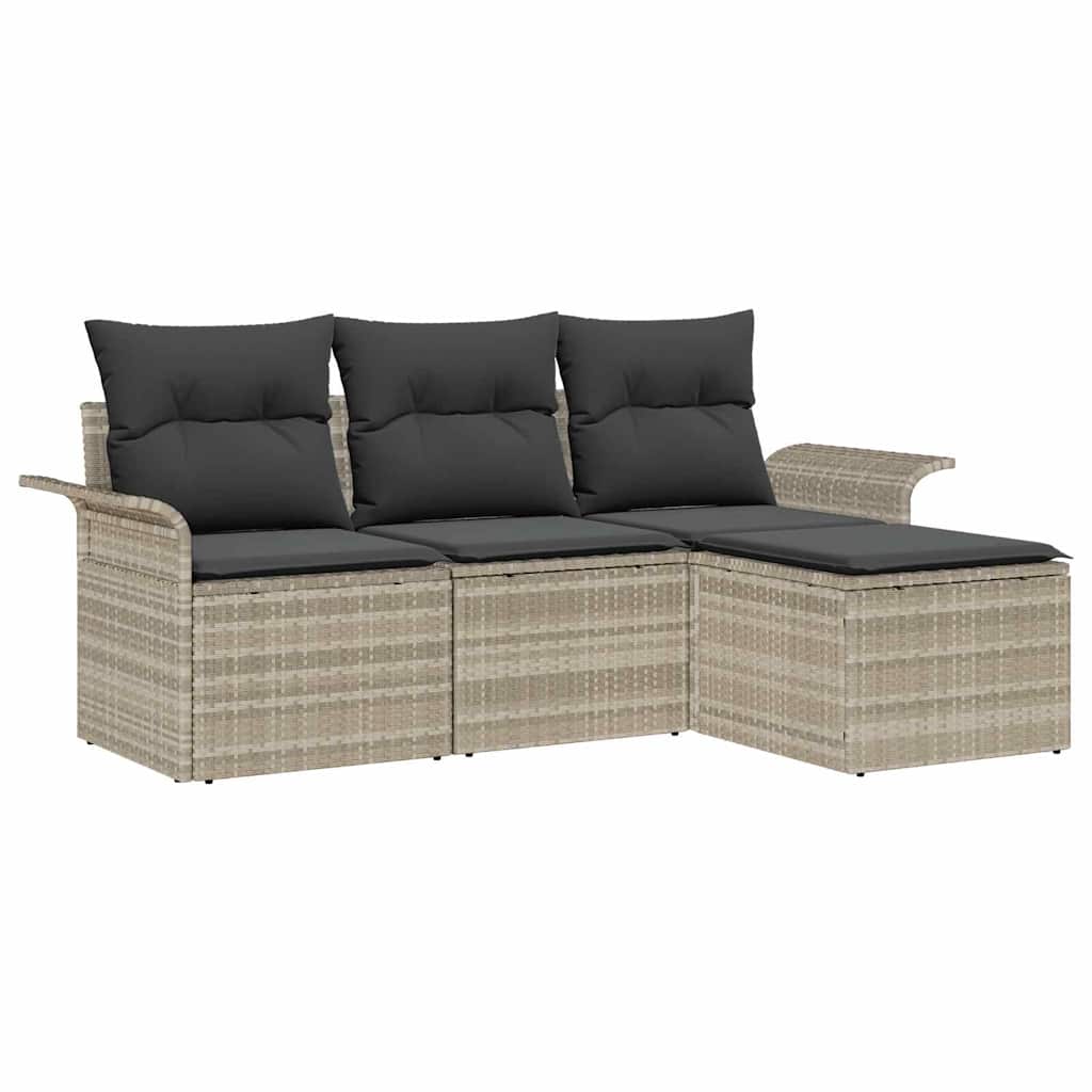 Kerti Kanapé Szett párnával 4 pcs Világosszürke Poli rattan