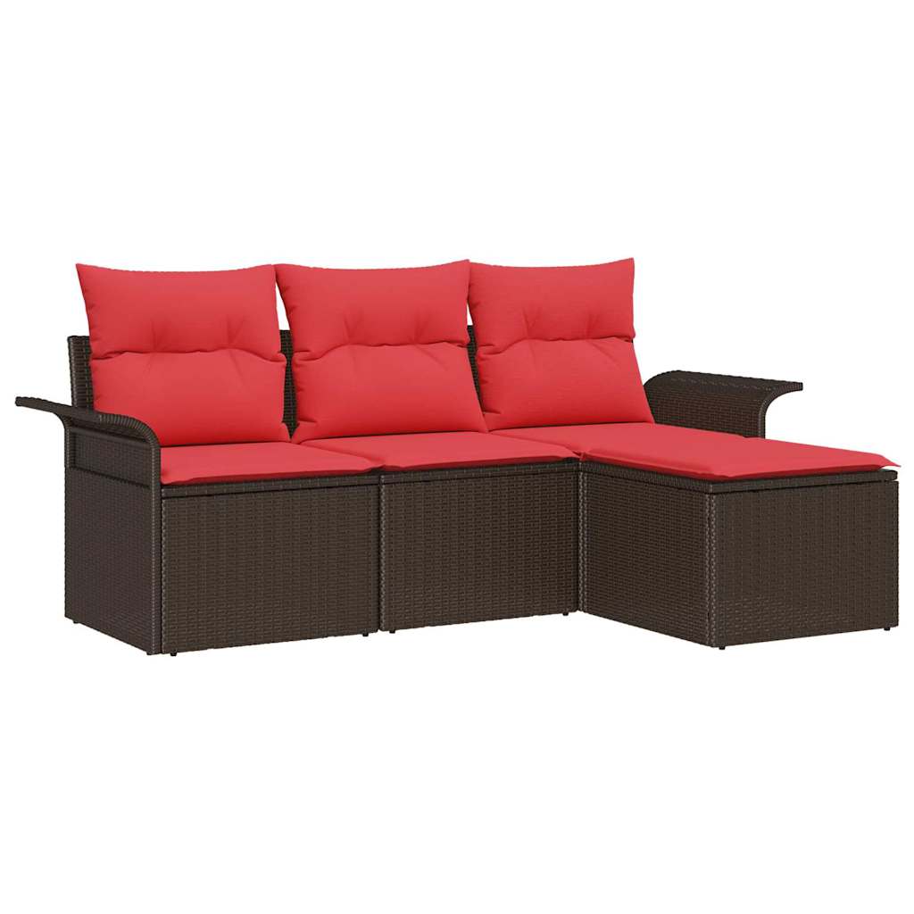 Kerti Kanapé Szett párnával tárolóval 4 pcs Barna polirattan