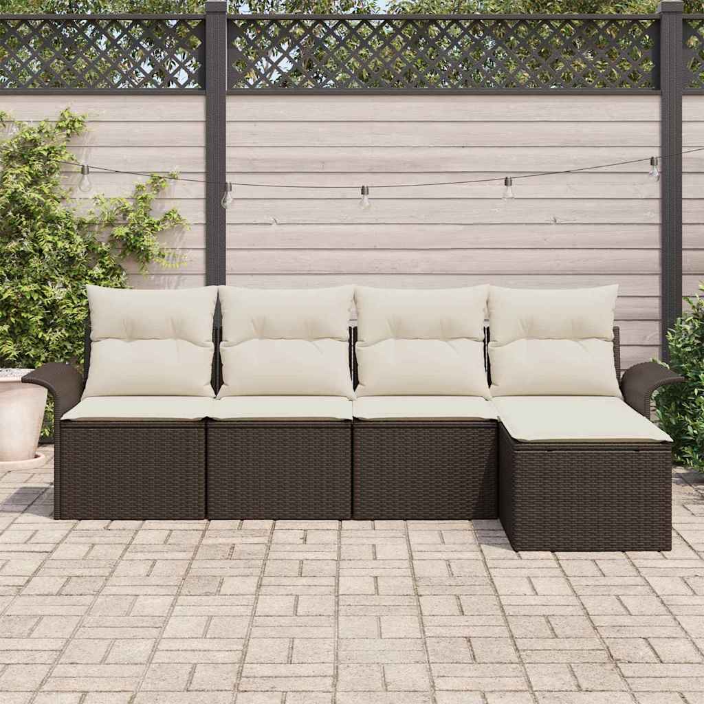 Kerti Kanapé Szett párnával tárolóval 5 pcs Barna polirattan