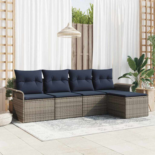 Kerti Kanapé Szett tárolóval 5 pcs Szürke polirattan